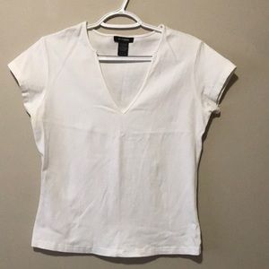 Express white V-neck top size Large